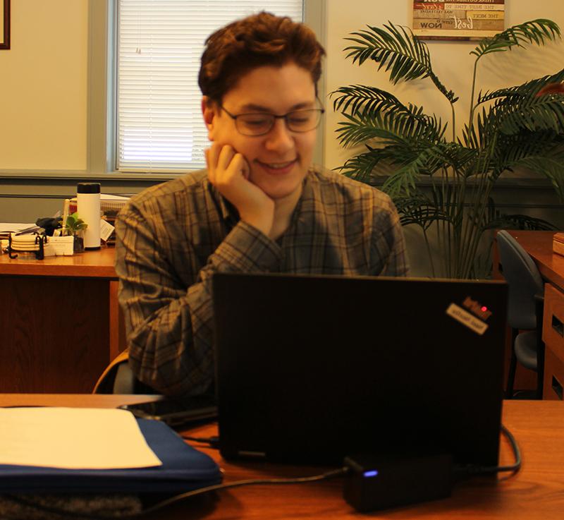 Neil Norby working on a computer during the January 2019 Employment Readiness Experience.